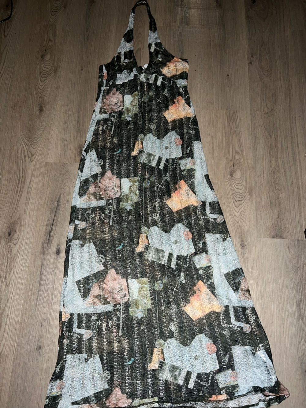 COLLUSION Abstract Scoop Neck Knit Beach Dress – Multi (Size 10)